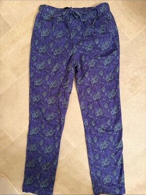 Wildfang Purple Floral Essential Pants with Drawstring